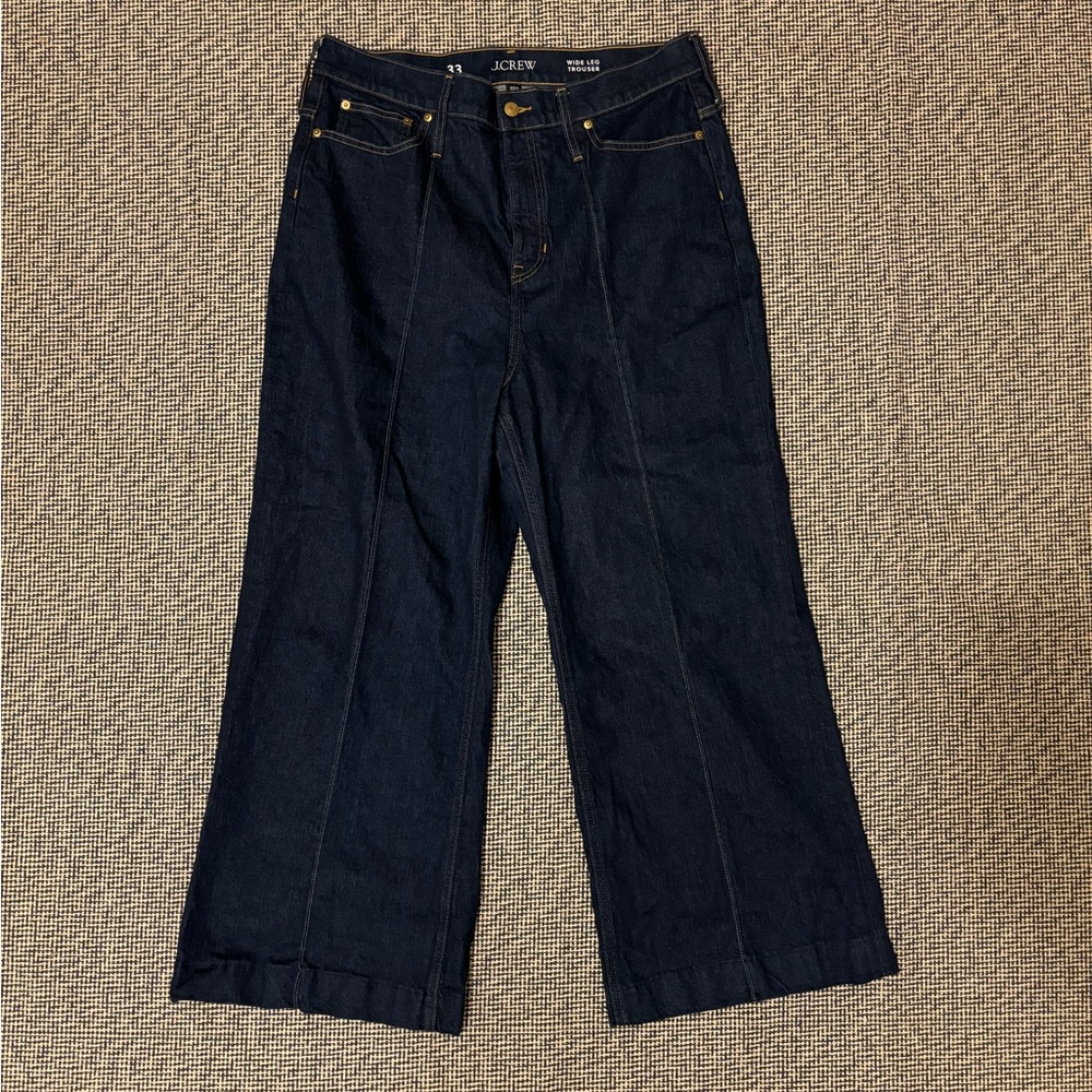 J. Crew Dark Indigo Wide-Leg Jeans size 33